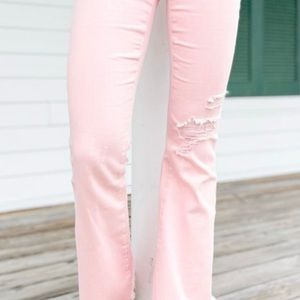 Judy Blue Pink Flare Wide Leg Jeans